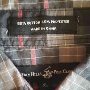 Beverly Hills Polo Club Gray Casual Button Down Shirt